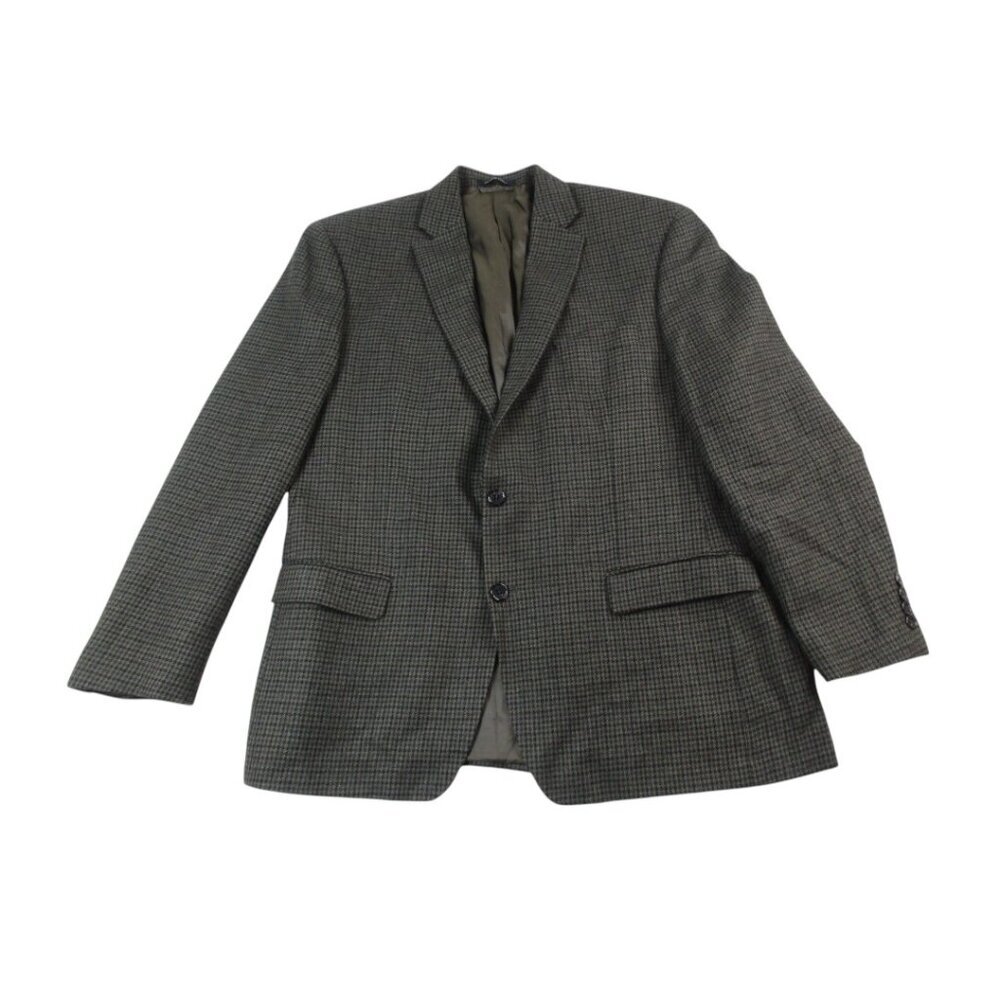 Lauren‎ Ralph Lauren Blazer Jacket Mens Gray Houndstooth Pockets Single Breasted